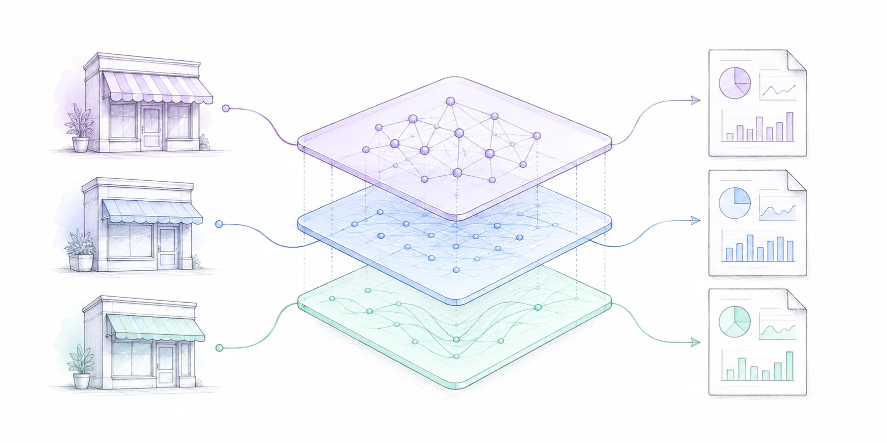 Схема портфеля агентства с единым AI-слоем Sales Ninja
